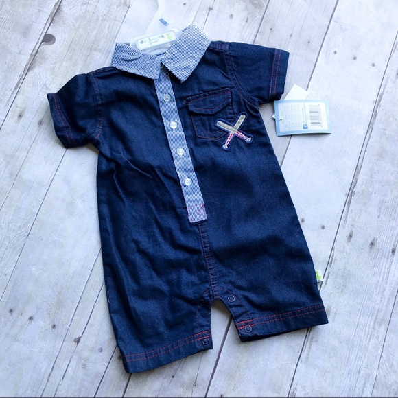 NWT baseball Jean onesie with snaps 6-9 mo - Picture 2 of 9